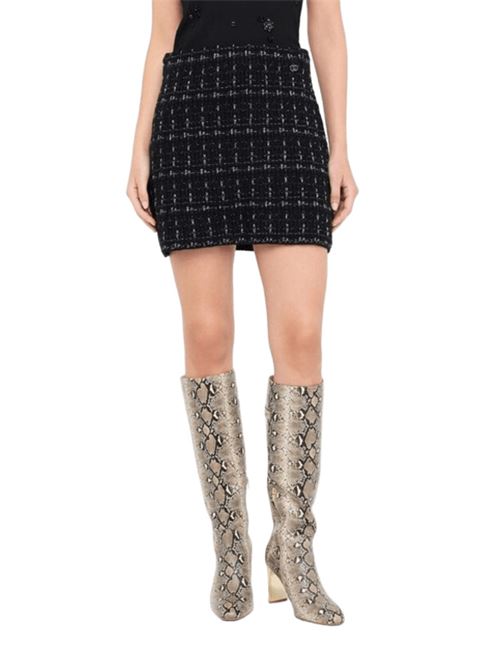 Minigonna nera in maglia di misto lana e cotone con lurex, colore nero LIU JO | MF5056-MA25RP9017